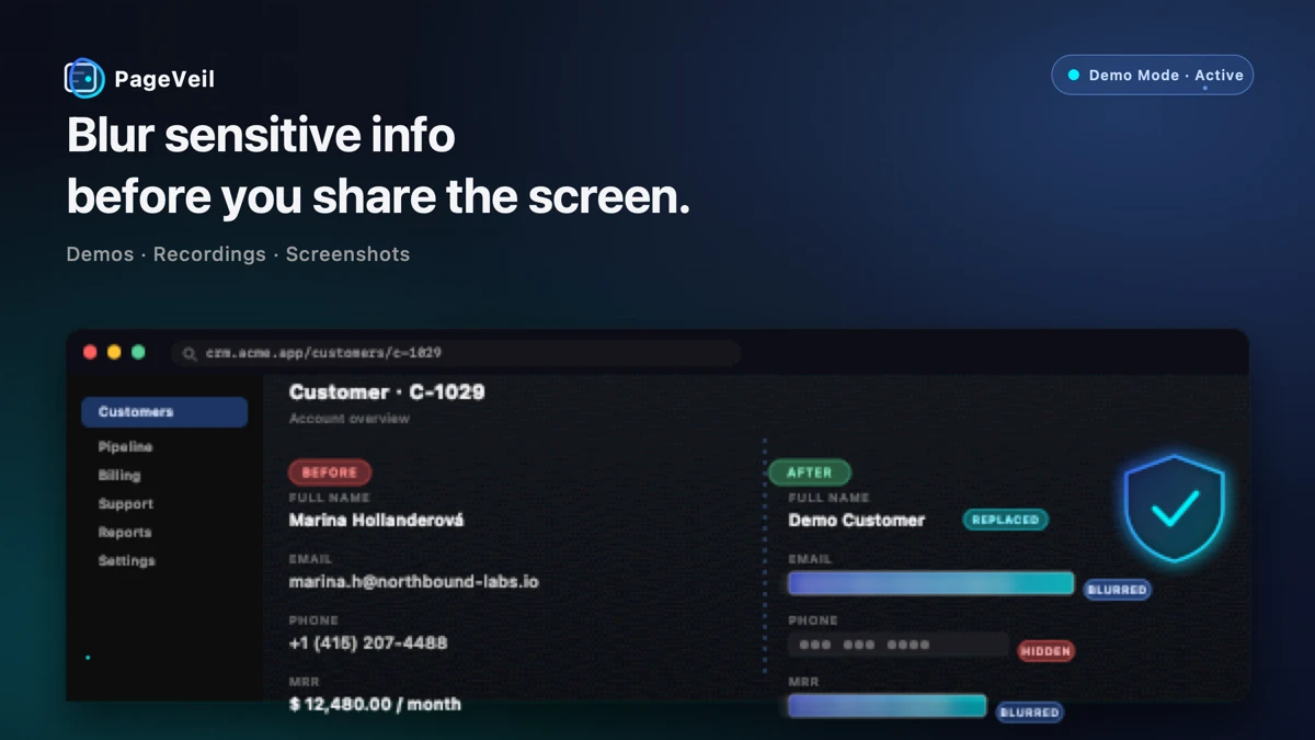 Screen Sharing Privacy Use Cases: Blur Sensitive Info Before Demos, Recordings, and Screenshots
